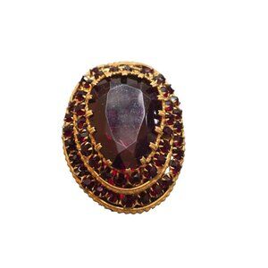 Antique Marked Czech Layered Bohemian Garnet Glass Dress Clip (A6797)